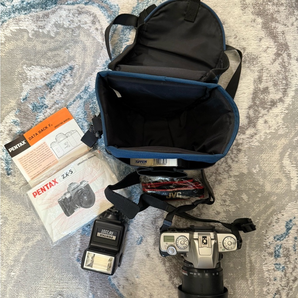 Pentax ZX-5 Camera with Flash - Silver and Black